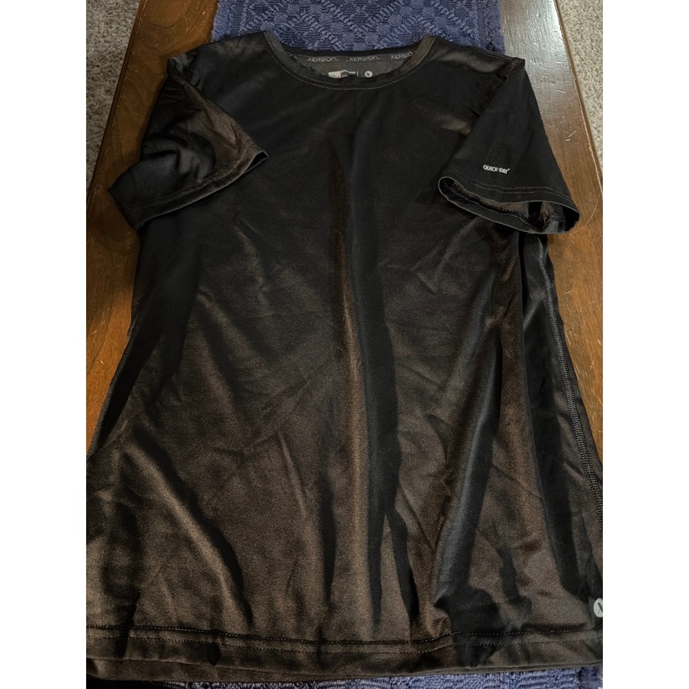 Xersion Mens Quick-Dri Short Sleeve Athletic T-Shirt Black Crew Neck Workout Top